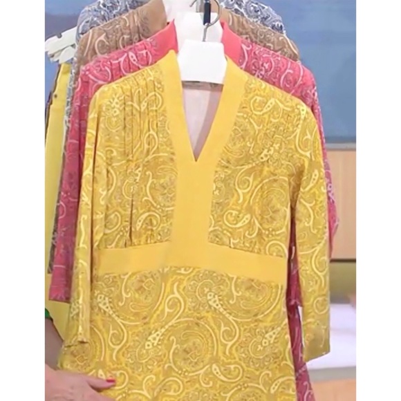 Liz Claiborne New York 3/4 Sleeve Paisley Print Knit Tunic NWT 2X Yellow A239002 - Picture 5 of 12